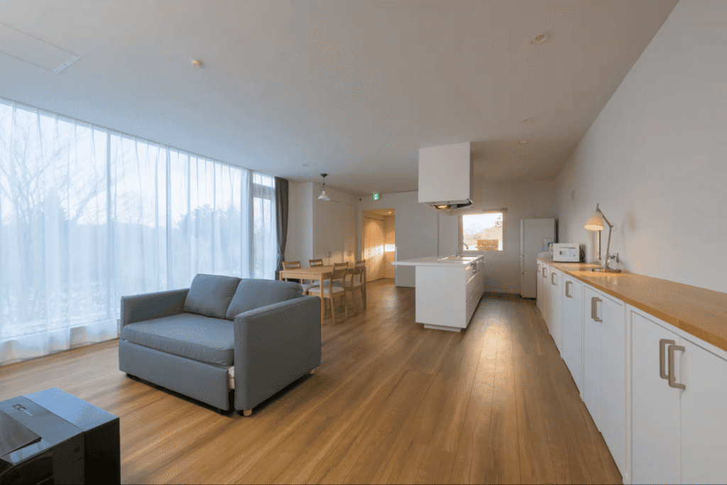 Hilltop Niseko Cabin Kitchen living